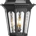 Emliviar Exterior 3-Light E12 Base Post Lamp Outdoor Light Fixture for Walkway, 30.8" Vintage Lamp Post Outdoor Lighting, Matte Black with Water Ripple Glass Shade, XE304P BK-SW