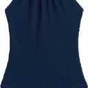 Kanu Surf Girls Jasmine Beach Sport Halter One Piece Swimsuit (3T, Popcorn Solid Navy)