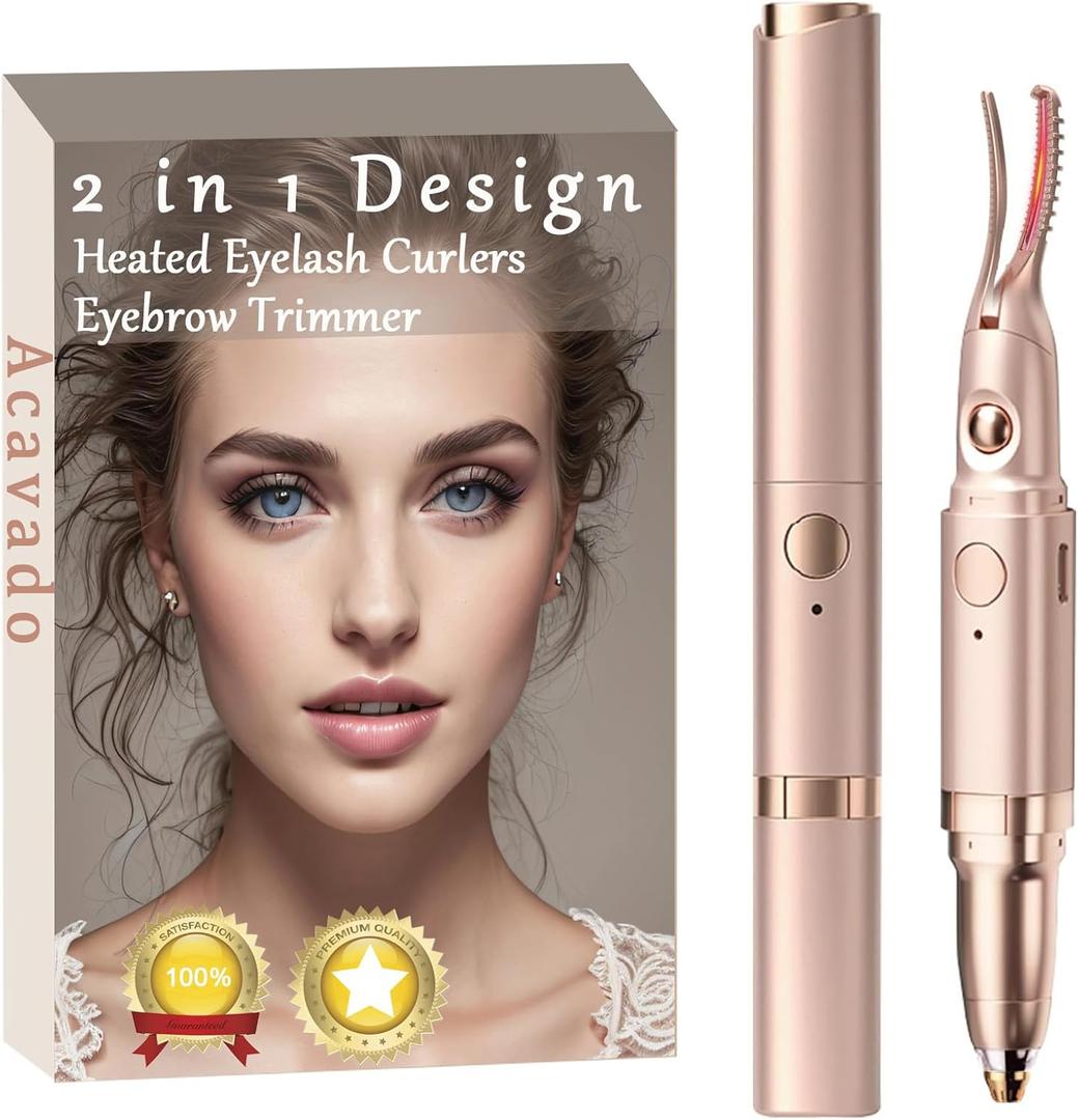 Heated Eyelash Curlers & Eyebrow Trimmer for Women 2 Temperature Modes Electric Eyelash Curler USB Rechargeable, Ideal Gift for Women