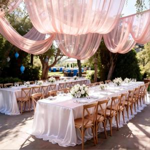 6 Panels Blush Pink Ceiling Drapes for Weddings Ceiling Drape 5ftx20ft Chiffon Ceiling Curtains Sheer Draping Fabric for Wedding Birthday Party Anniversary Ceremony Stage Drapery Decor