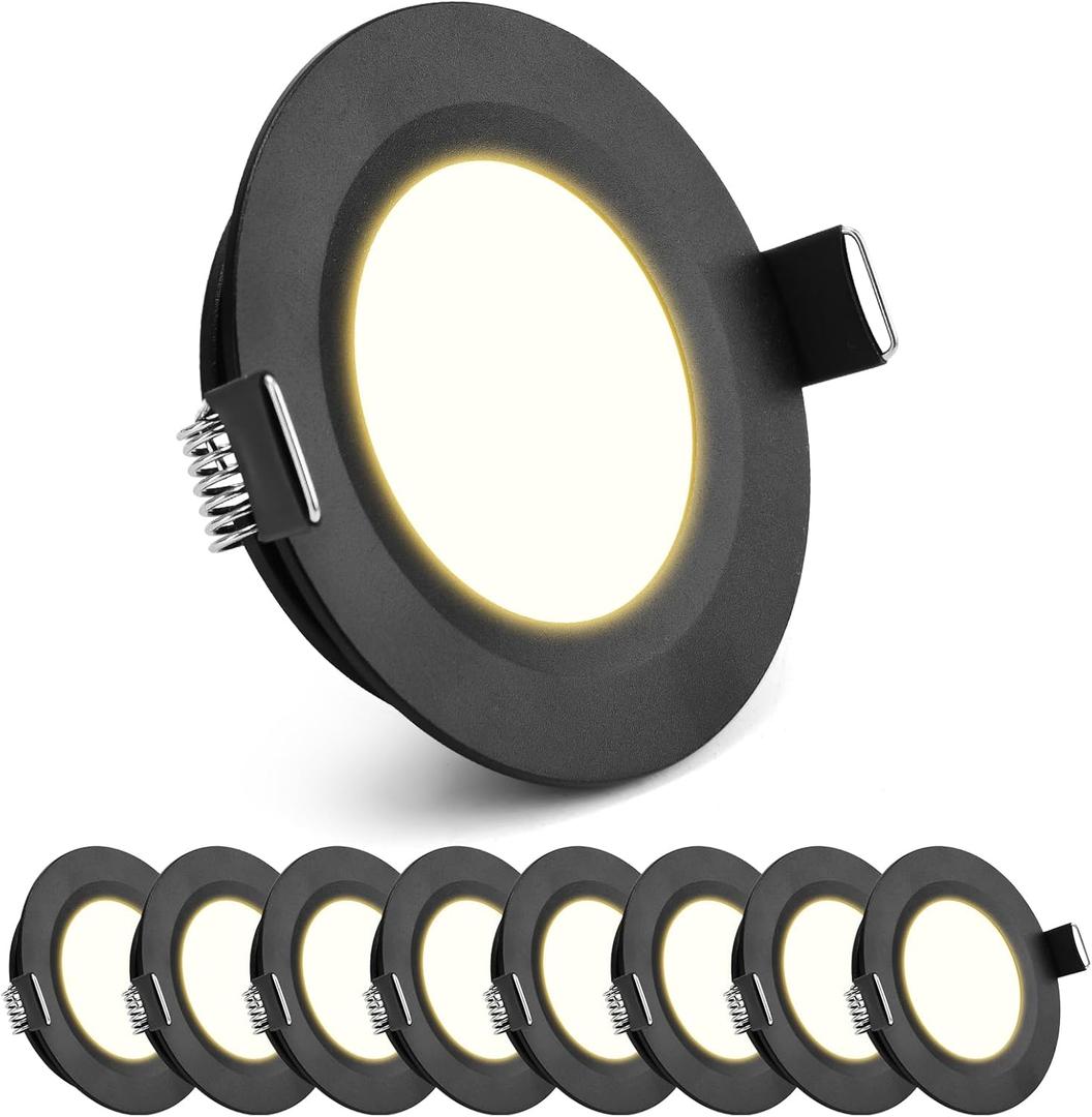 Blshwez 8 Pack 2.75" LED Puck Light, 12V RV Recessed Mount Ceiling Lights, CRI 93 Down Light for Camper Van Truck Boat Interior Ceiling Kitchen Cabinet Lighting (Warm White Light)