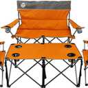 Northroad Folding Camping Chair Set of 4, Portable Collapsible Conversation Set w/1 Sofa, 2 Single Chairs, 1 Table for Family Patio, Outdoor Travel, Beach(Orange), Onesize