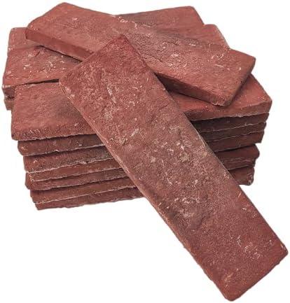 Jusmioke 40 Pcs Red Thin Wall Brick Veneers, 2.4" x 7.9" for Kitchen Backsplash, Living Room, Fireplace, Interior and Exterior Wall Decoration (7 sq.ft)