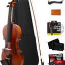 Pyle 1/4 Size Beginner Violin Starter Kit, Violin Starter Package with Travel Case & Bow, Extra Strings, Digital Tuner, Shoulder Rest & Cleaning Cloth for Students, Kids, Adults