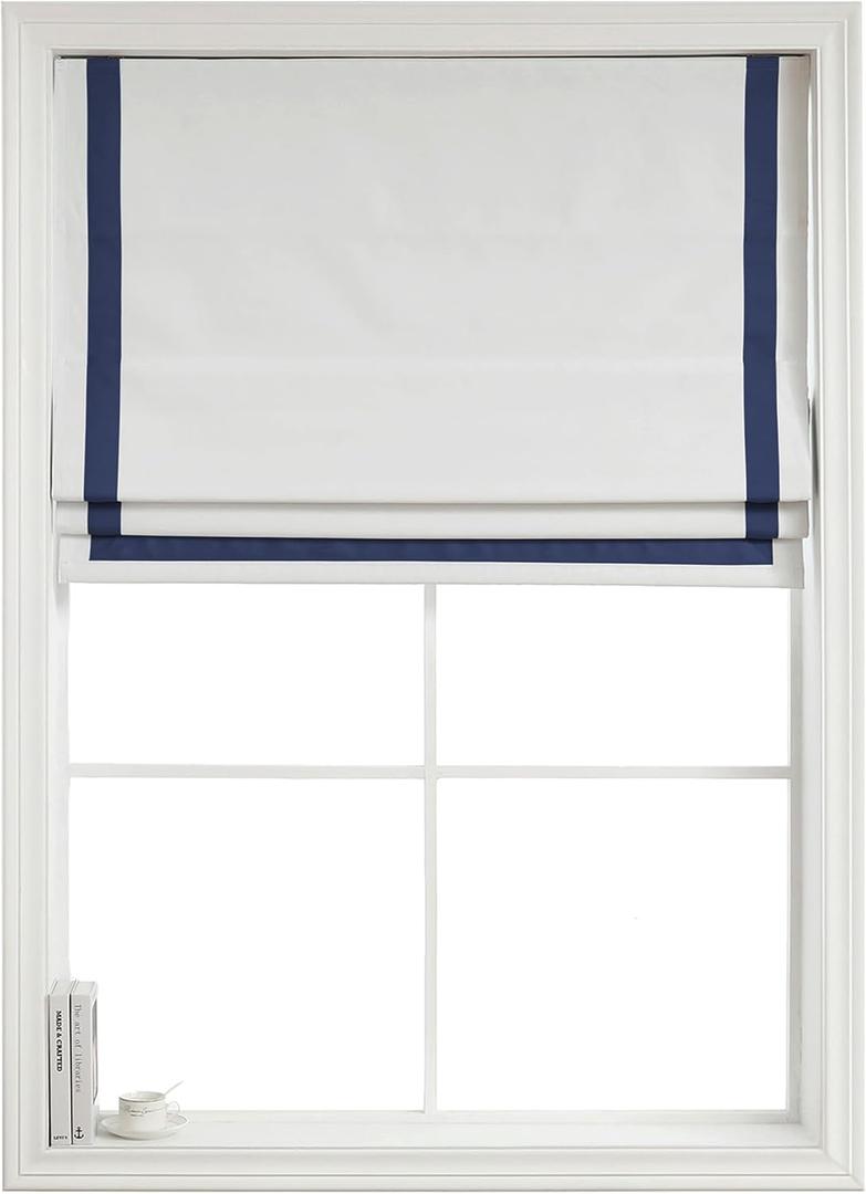 Everyday Celebration Roman Shades - 100% Blackout, Cordless Pull Down Window Shades for Indoor Windows, Navy, 29" W x 64" H