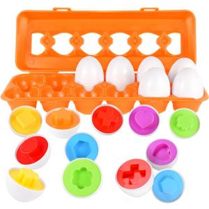CPSYUB Toddler Toys, 18 Month Toys, Christmas Eggs Gifts for 1, 2, 3 Year Old Girls/Boys, Montessori Matching Eggs Educational Color & Shape Recognition Skills Learning Toys BPA Free (Orange)