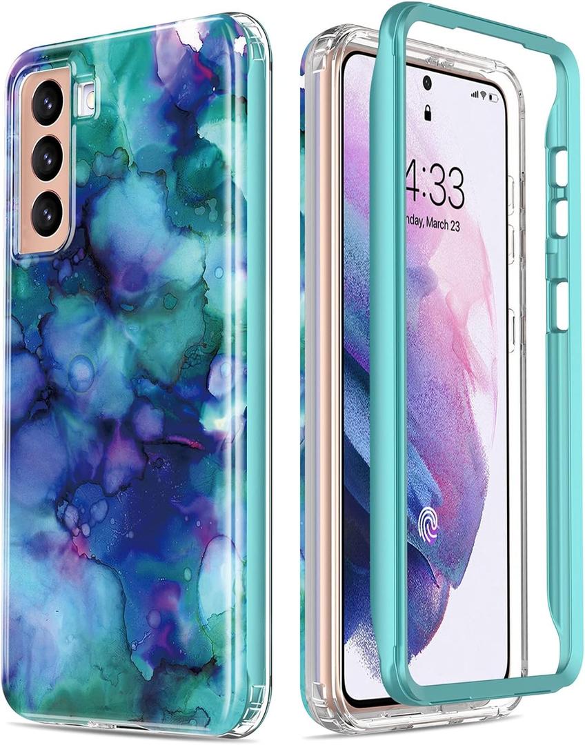 ESDOT for Samsung Galaxy S21 Case,Military Grade Passing 21ft Drop Test,Rugged Cover with Fashionable Designs for Women Girls,Shockproof Protective Phone Case for Galaxy S21 6.2" Opal Marble Purple