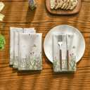 Horaldaily Spring Summer Cloth Napkins 18 x 18 Inch, Wild Flowers Floral Party Dinner Decoration Washable Napkins Set of 6