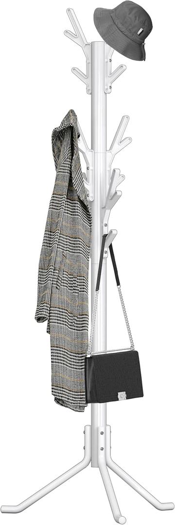 Simple Houseware Standing Coat and Hat Hanger Organizer Tree Shaped Rack, 18 Hooks, White