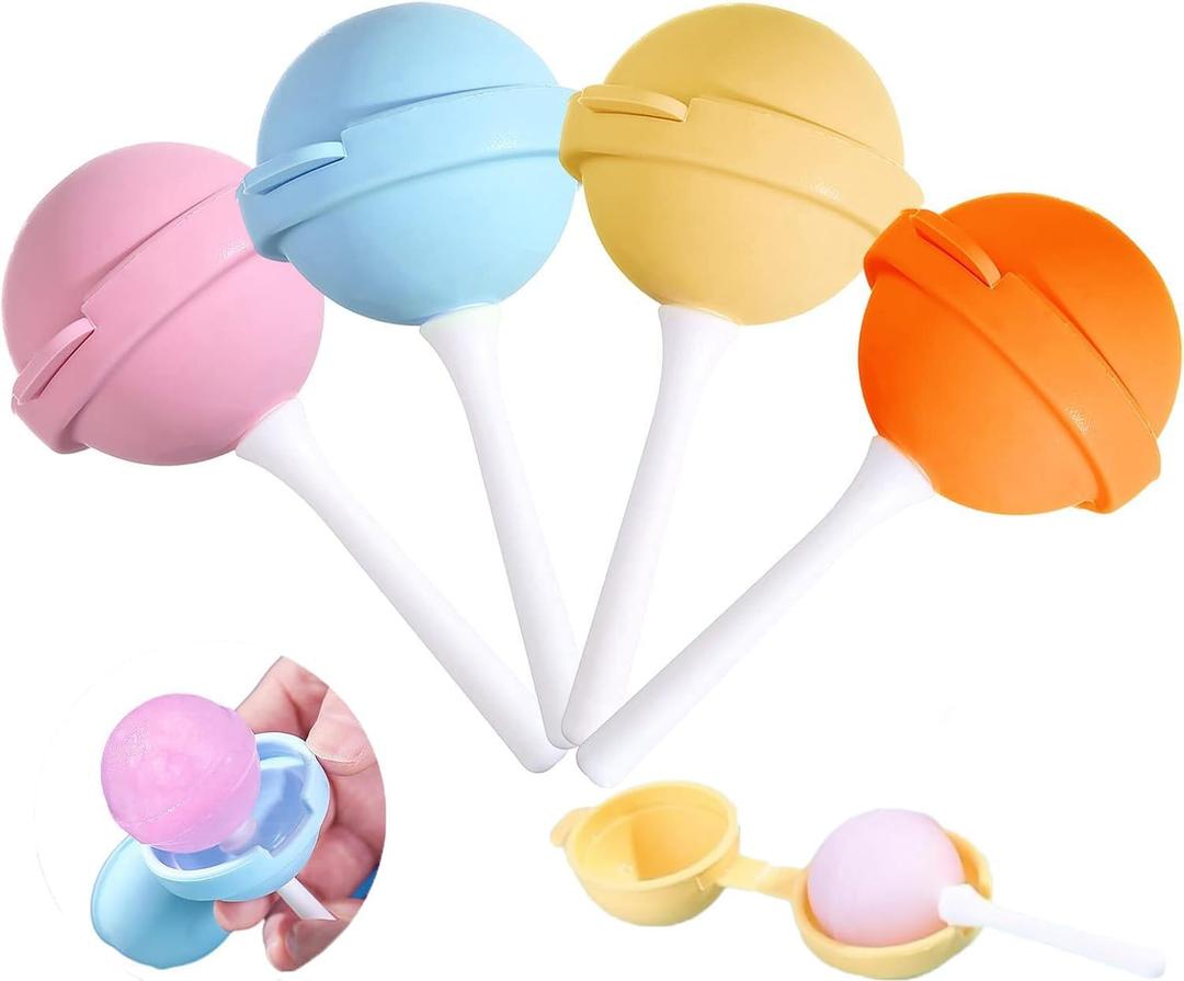 2 x Silicone Lollipop Ice Pop Mold, Colorful DIY Ice Cream Maker for Summer Parties, Creative Sphere Shape, Home Use