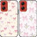 2 Pack Pink Bow Phone Case for Motorola Moto G Stylus Only for 5G 2024 6.7",Cute Kawaii Ribbon Bowknot Floral Flower Pattern Cases Aesthetic Design,TPU Bumper Protective Cover for Girls Women