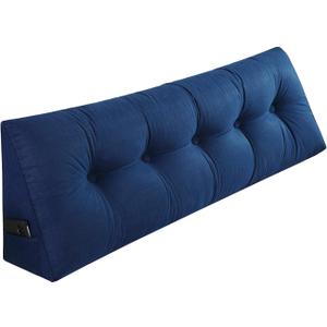 SAMTY Husband headboard Pillow Large Back Rest Support Reading Pillows for Sitting in Bed for Adults Triangle Velvet Wedge Pillow headboard King Size, Blue