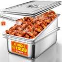 WantJoin Steam Table Hotel Pans with Lid 1/1 Full Size 6 Inch Deep 3 Pack, Stainless Steel Metal Tray Sets Food Storage Container, Commercial Restaurant Chafing Dishes Buffet Warmer Catering Supplies
