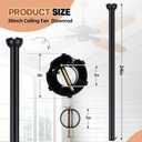 Yaocom 24 Inch Black Ceiling Fan Downrod with Ball Head, Not Threaded Downrod, 1 Inch Diameter, Extension Rod Suitable for a Wide Range of Ceiling Fan
