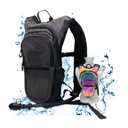 Rave2o Rave Hydration Backpack – Anti-Theft Festival Hydration Pack with 1.5L Leakproof TPU Bladder – Slim, Insulated Water Pack Secret Pockets & Breathable – Raves, Music Festivals, EDC - Prism Black