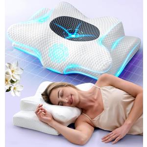 Emircey Clinical-Level Relief Cervical Neck Pillow for Sleeping, Orthopedic Contour Memory Foam Pillow for Side Sleepers, Cooling Reading Pillow Neck Relief, Ergonomic Back Stomach Sleepers, Light Grey (Standard)