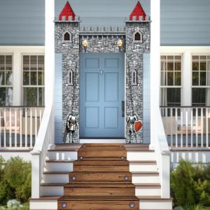 4PCS Medieval Entryway Party Decoration Castle Party Supplies Medieval Themed Hanging Door Banner Castle Knight Porch Banner Runners for Kids Birthday Baby Shower Favors