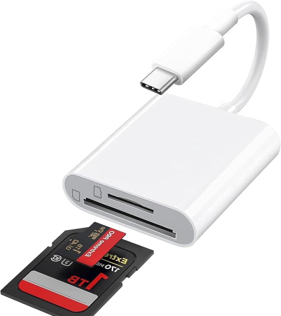 USB C SD Card Reader for iPhone 17/16/15 Series, USB-C to SD/Micro SD Memory Card Adapter for iPad/Mac Pro/Air, USBC/Type C Camera Card Reader for Phone, Laptop and More USBC Devices