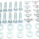 10pcs Galvanized Carbon Steel Hexagon Screw Bolts 3/8"-16x1-1/2 with 3/8"-16 Wing Nut and 3/8" Galvanized Flat Washer