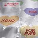 MEHOFOND 4pcs Valentines Shower Curtain Set Colorful Conversation Hearts Shower Curtain Sets for Valentine Heart Candy Bathroom Decor Curtains with Non-Slip Rugs Toilet Lid Cover and Bath Mat