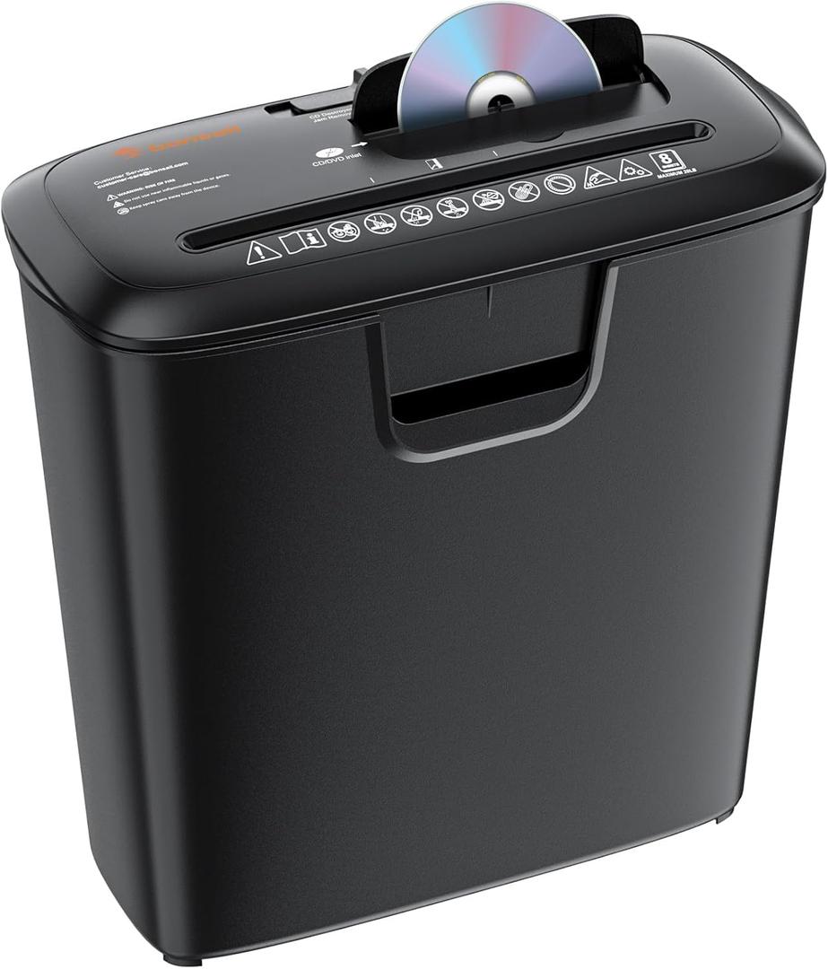 Bonsaii Paper Shredder for Home Use, 8-Sheet StripCut Home Office Shredder, CD/Credit Card Shredder Machine with Overheat Protection, 3.4 Gallons Wastebasket, Black