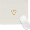 Seorsok Square Aesthetic Cute Heart Mouse Pad, Office Home Personalized Mouse Mat Design, Waterproof Funny Mousepad, Non-Slip Rubber Base Computer Mouse Pads for Wireless Mouse, Beige
