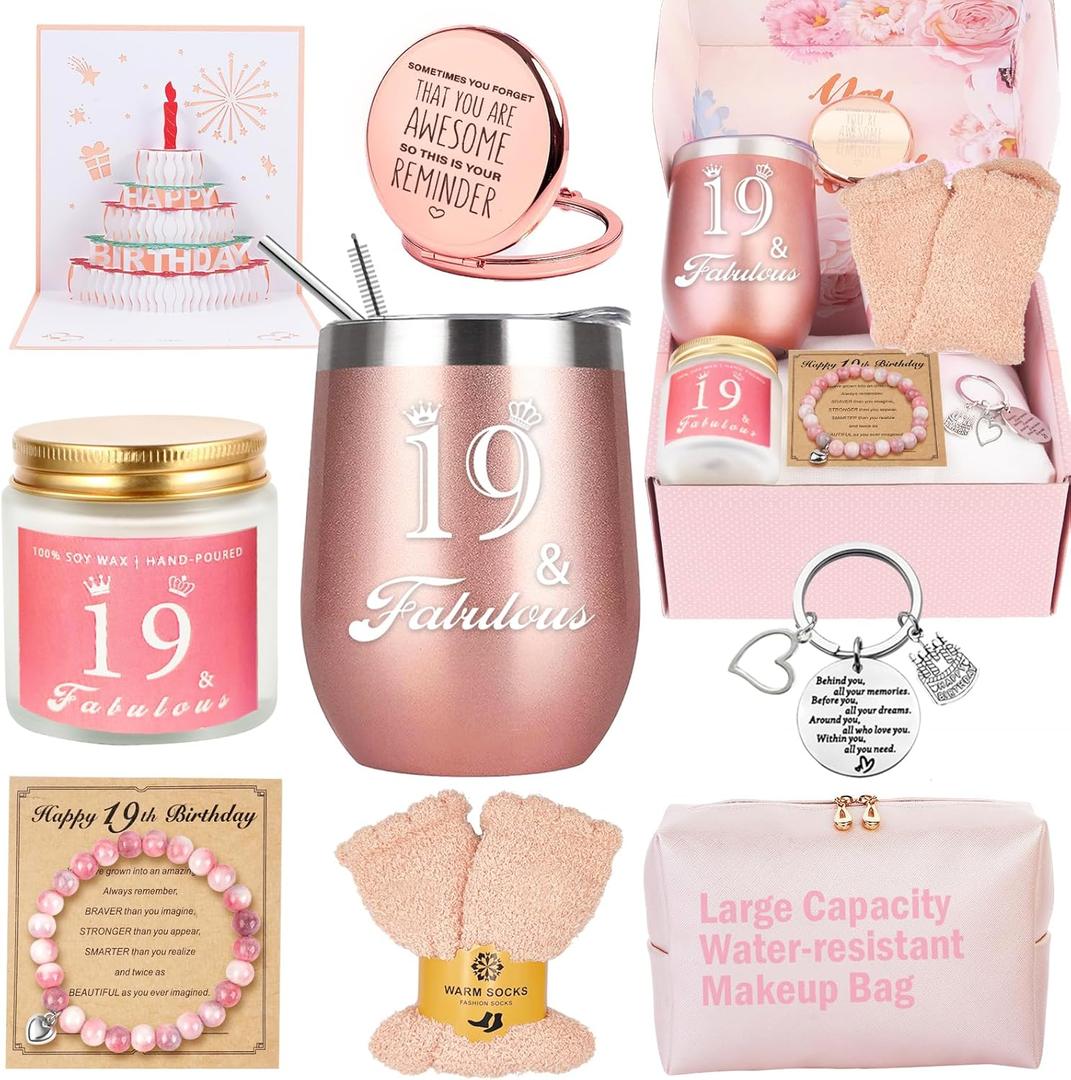 19th Birthday Gifts For Girls, Happy 19th 19 Year Old Girl Birthday Basket Gifts Box for Best Friends Female Daughter Sister Her Girlfriend Coworker Bestie Women Birthday Unique