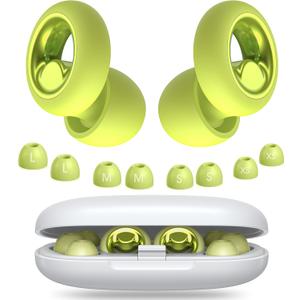 Ear Plugs for Sleeping Noise Cancelling, Soft Ear Plugs for Sleeping, 45dB Reusable for Noise Reduction with 8 Ear Tips, Silicone Hearing Protection Earplugs for Concert, Work(Lemon Lime)