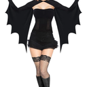Bat Wing Halloween Costume for Women, Bat Shrug Adult Costume with Headband S/M