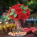 AmyHomie Artificial Flower Red Rose 100pcs Real Looking Fake Roses w/Stem for DIY Wedding Bouquets Centerpieces Arrangements Party Baby Shower Valentines Day Christmas Tree Decorations