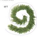 6FT Christmas Garland, Real Touch Cypress Pine Garlands, Green Artificial Cedar Garland Christmas Decorations for Home, Dining Table Mantel Porch Wall Stairs Winter Xmas Decor