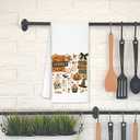 FDHSPAAM Boho Halloween Collage Kitchen Towels, Spooky Season Pumpkin Ghost Witchy Fall Doodle Dish Hand Tea Towels, Boho Fall Halloween Kitchen Bathroom Decor, 16x24 Inch