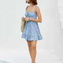 CIDER Womens Floral Spaghetti Strap Dress Summer Cute Vacation Sundress Dress Blue (Blue, L)