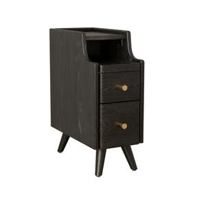Solid Wood Nightstand, Nightstand with Drawers, Walnut Bedside Table for Bedroom Black
