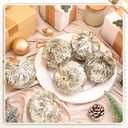 Lunmon 6 Pcs 4" Large Christmas Ball Ornaments Champagne Gold Christmas Tree Ornaments Pipa Glitter Sequin Balls for Xmas Tree Holiday Party Decorations