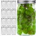 eleganttime Wide Mouth Mason Jars 32 oz with Lids and Bands Set of 12 Jars,Quart Large Glass Mason Jars with Airtight Lids,Great for Canning,Fermentation and Preservation