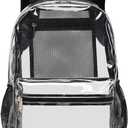 abshoo Heavy Duty Clear Backpack For School Approved Transparent Clear Bookbag (Black)