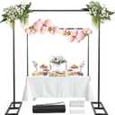 8.2FT Square Wedding Arch, Metal Heavy Duty Balloon Arch Adjustable Stand, Photoshoot Backdrop Stand Kit, Change Over The Table Rod Stand with Clamps for Baby Shower Party (Black)