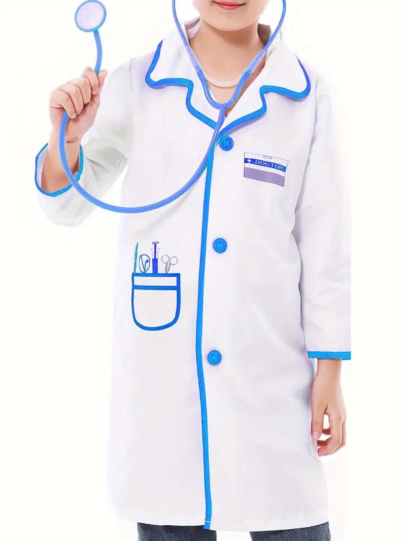 Doctor Costume for Kids, Toddler Doctor Coat with Stethoscope, Kids Lab Coat Career Day Costume for Boys Girls, L, Set of 2
