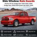 Canvcle Ram Rain Guards - Window Visors for 2002-2008 Dodge Ram 1500/03-09 Ram 2500/3500 Quad Cab,Outside-Mount Tape-On Side Window Wind Deflectors for Ram Accessories,Vent Visors Shades