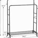 Sooyee Double Rod Clothing Rack with Wheels, 3 Tier Garment Racks for Hanging Clothes, Portable Clothes Rack with 4 Hooks for Bedroom, Laundry Room, Black