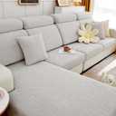 ele ELEOPTION Couch Cushion Covers Slipcover Elastic Chair Loveseat Sofa Furniture Protector Cover for Living Room (Length 39-53inch Width 25-37inch,Large Double Seat Cover) Grey White