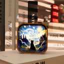 3D Wooden Puzzle Night Light DIY LED Art Lamp Kit for Adults Desk Decor Relaxing Craft Project Table Ornament and Unique Gift (Starry Cat)