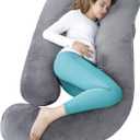 60 Inch Pregnancy Pillow for Sleeping, Extra Large U Shaped Body Pillow, Maternity Pillow for Pregnant Women with Velvet Cover (Dark Grey)