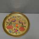Brass Plate Hand Crafted Embossed Colorful Peacock Design for Pooja Temple Mandir Bhog and Gifting Size - 7" (Brass Peacock Plate)
