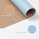 RENMTURE Dual-Sided Large Desk Pad, Faux Leather Natural Cork Mouse pad, Desk Accessories Protector, for Office and Home Work (Light Blue, 23.6" x 13.7")
