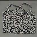 romansong Strappy Yoga Sports Bras for Women Padded Criss-Cross Back Tank Tops (White Leopard, Medium)