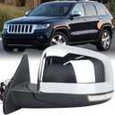 Driver Side Mirror Compatible with 2011 2012 2013 2014 2015 2016 2017 2018 2019 2020 2021 Grand Cherokee Mirror with Power Glass,Heated,Signal Light,Memory,Manual Folding Chrome (11pins)