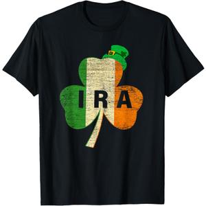 St Patricks Day IRA Vintage Ireland Flag Irish Luck Shamrock T-Shirt, M