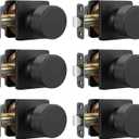 Goldenwarm Matte Black Closet Door Knobs, Passage Door Knob Hallway, Black Door Knobs Interior No Lock 6 Pack